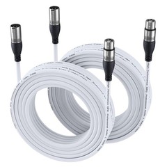 2 PCS XLR Cable 50 Ft Premium Balanced Microphone 3Pin Male To Female White