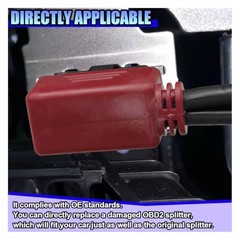 ZIMISI Right Angle OBD2 Splitter, 16 Pin 1 Male to 2 Female OBD2 Extension Red