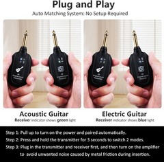A8 Wireless Guitar System 2.4GHz, 24-bit/48KHz, Low Latency, Rechargeable