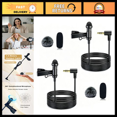 2Pcs Omnidirectional Lavalier Microphone for Streaming, Vlogging, Interviews, 1.