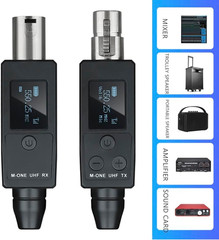 UHF Wireless XLR Transmitter and Receiver Plug-On Wireless Microphone System for