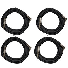4 Pack Black 20ft Right Angle to Straight Guitar Cables