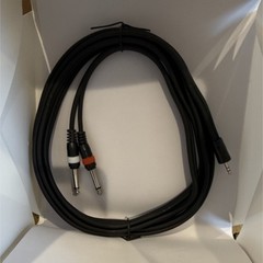 3.5mm Jack Male to Dual 1/4in TS Male Audio Cable 1:2 Splitter Black