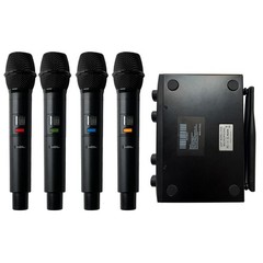 MELONARE 4-Channel Wireless Microphone System, UHF 4 Handheld Mics, Black