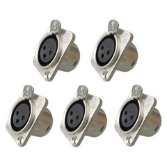 XLR Panel Mount Chassis 3Pin Female,Nickel Plated Housing Silver Plated Contacts