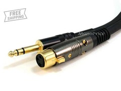 6-Foot Premier XLR Female to 1/4-Inch TRS Male Gold Cable, 16AWG