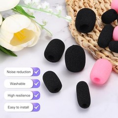 10 Pcs Mini Foam Microphone Windscreen High Density Mic Cover 24x30mm Black
