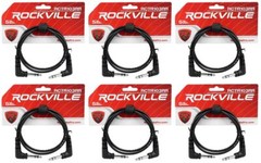 6 Rockville RCTR103RR-B 3′ Black 1/4″ TRS Right Angle to Same Cable 100% Copper