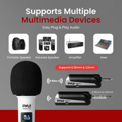 4 Channel Wireless Microphone System, Portable UHF Band Receiver System, Indepen