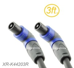 3ft SpeakOn Neutrik Right-Angle 4-Conductor/12awg NL4FX Pro Audio Speaker Cable