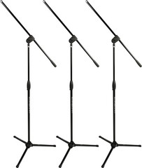 Ultimate Support MC-40B Pro 3-Pack Microphone Stand with Boom, Black
