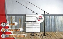 Recording Studio Microphone Stands on Casters – Tall Telescoping Boom Arm Mount