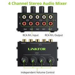 4 Channel Stereo Audio Mixer CX400 Metal Shell Support RCA Input and Output M…