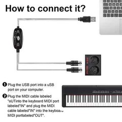 NEW USB IN-OUT MIDI Interface Cable Converter to PC Music Keyboard Adapter Cord