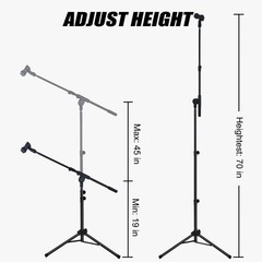 GLEAM Microphone Stand for Light less than 1 LB – Tripod, Black