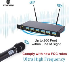 proreck MX44 4-Channel UHF Wireless Microphone System with 4 Hand-held Mics