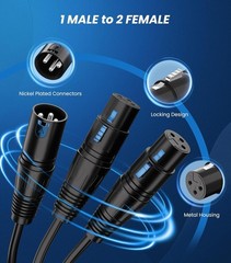 XLR Adapter Cable – 2 Female to 1 Male, Durable & Balanced Connection