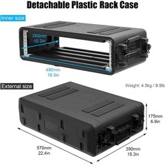 2U Rack Case 19″ Solid Waterproof Dustproof Flight Case 2 Space Shock Mount Rack