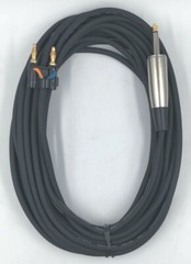 25 FT 1/4″ TS to Dual Banana Plug Speaker Cable Pro Low Noise 16 GA 16 AWG NOS