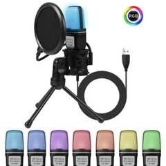 Condenser Microphone USB Mic Desktop/Tripod RGB Music Video Live Tiktok Youtube