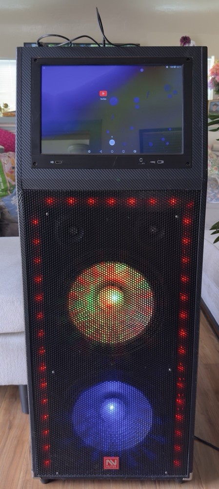300W Nutek WF-4125 12” Active PA Speaker w/ 15” LED Karaoke Screen – Black