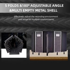 Microphone Isolation Shield with Pop Filter & Stand and Phone Clip, Foldable …