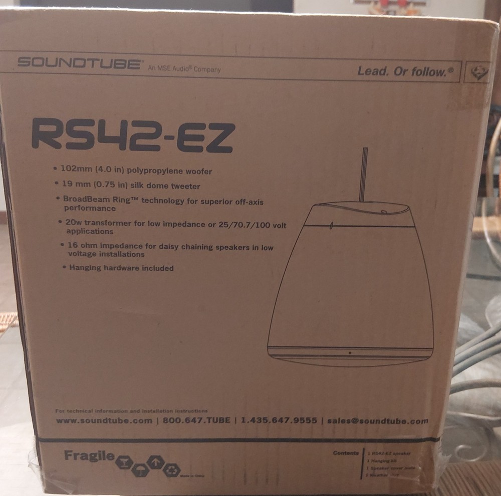 SoundTube RS42-EZ 4″ Coaxial Open-Ceiling Pendant Speaker – Black Sealed New