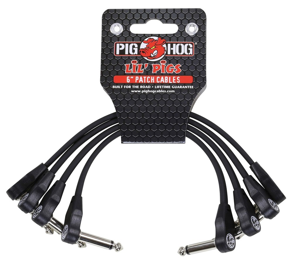 PHLSK6BK Lil Pigs Low Profile Right Angle 1/4 Inch Patch Cables 4 PK