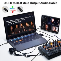 USB C to XLR Cable 10 FT, Unidirectional USB Type C to XLR Male Output Stereo…