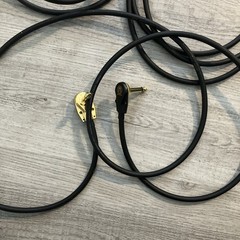 NEW gold pancake right-angle Eminence connectors, 1/4″ TS, 5ft Cables Guitar/Amp