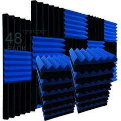 52 PACK 12″X12″ 1″2“Acoustic Foam Panel Wedge Studio Soundproof Wall Adhesive