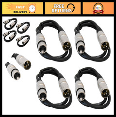 4-Pack 3ft XLR Male to Female Balanced Microphone Cables for Audio Recording