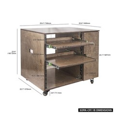 Sound Town 11U Plywood Studio Rack Slide-Out Trays Weathered Brown SDRK-CR11B