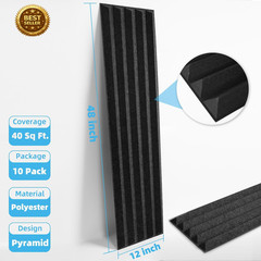 10 Pack Peel Stick Acoustic Panels 12×48 Self Adhesive Soundproof Wall Black