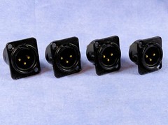 4 Neutrik NC3MD-L-B-1 Panel Mount Male 3-PIN XLR Connectors, Black & Gold Metal