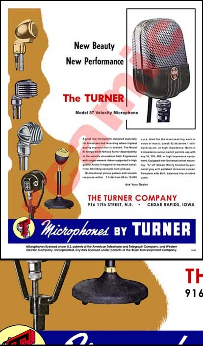 Turner Ribbon Microphone Restored Ad Model 87, 6 Mikes! 8.5×11″