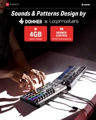 Donner D1 Digital Drum Machine Step Sequencer 16 Pads 5 Encoder 12 Tracks Sample