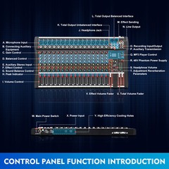 16 Channel Studio Audio Mixer Bluetooth USB Digital Sound Mixing Console Board