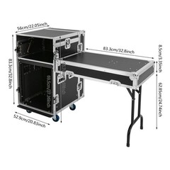 12U PA DJ Rack / Road Case Slant Mixer Top Rack with DJ Table Tops 661 lbs Load
