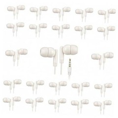 Bulk 100 Pack White 3.5mm Wired In-Ear Headphones for Classroom Use