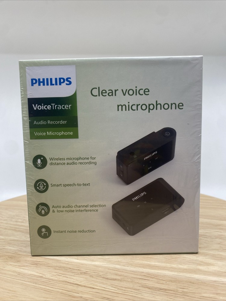 Philips VoiceTracer Wireless Microphone VTR7700 1RX+1TX Audio Recorder