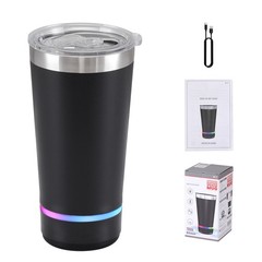 16oz Bluetooth Speaker Tumbler Stainless Steel Travel Coffee Mug with Lid LED US