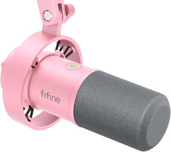 Dynamic Podcast Microphone XLR/USB with Mute Gain & Headphone Monitoring Pink