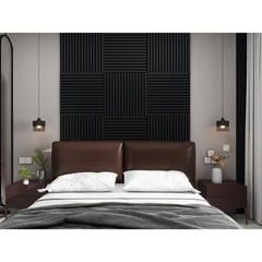 8 PCS Matte Black – Acoustic Panels & Wooden Strip Acoustic Boards
