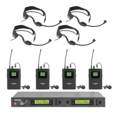 Rannsgeer UHF R288UF 4 Channel Headband Headset & Lapel Wireless Microphone