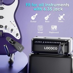 Wireless Guitar System Transmitter Receiver: UHF Cordless 164 Feet Range – 6 Cha
