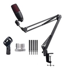 Adjustable Microphone Boom Arm Scissor Stand Suspension Desk Clamp Podcast