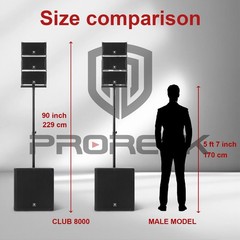 PRORECK Club 8000W Peak 18 inch Powered PA DJ Speakers Bluetooth Subwoofer Set