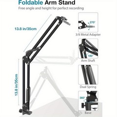 Adjustable Microphone Boom Arm Set for Blue Yeti Nano – w/ Windscreen Pop Filter