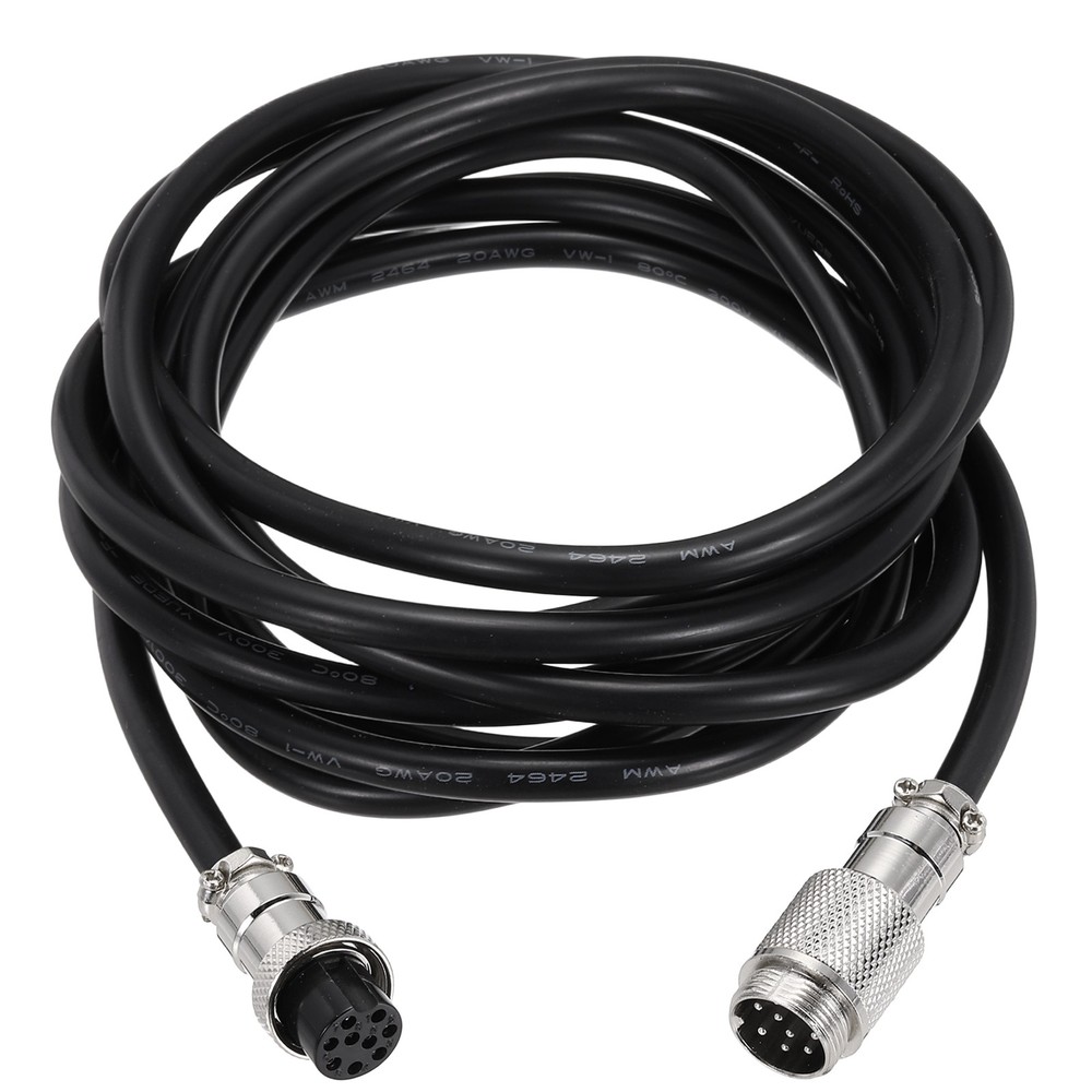 9.9ft GX16 9 Pin Cable Male to Female Head Aviation Cordset 22AWG, Black